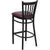 Flash Furniture HERCULES Series Black Vertical Back Metal Restaurant Barstool – Burgundy Vinyl Seat(Burgundy Vinyl Seat/Black Metal Frame)