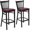 Flash Furniture HERCULES Series Black Vertical Back Metal Restaurant Barstool – Burgundy Vinyl Seat(Burgundy Vinyl Seat/Black Metal Frame)