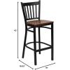 Flash Furniture HERCULES Series Black Vertical Back Metal Restaurant Barstool – Burgundy Vinyl Seat(Cherry Wood Seat/Black Metal Frame)