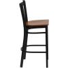 Flash Furniture HERCULES Series Black Vertical Back Metal Restaurant Barstool – Burgundy Vinyl Seat(Cherry Wood Seat/Black Metal Frame)