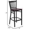 Flash Furniture HERCULES Series Black Vertical Back Metal Restaurant Barstool – Burgundy Vinyl Seat(Mahogany Wood Seat/Black Metal Frame)