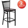 Flash Furniture HERCULES Series Black Vertical Back Metal Restaurant Barstool – Burgundy Vinyl Seat(Mahogany Wood Seat/Black Metal Frame)