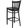 Flash Furniture HERCULES Series Black Vertical Back Metal Restaurant Barstool – Burgundy Vinyl Seat(Mahogany Wood Seat/Black Metal Frame)