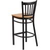 Flash Furniture HERCULES Series Black Vertical Back Metal Restaurant Barstool – Burgundy Vinyl Seat(Natural Wood Seat/Black Metal Frame)