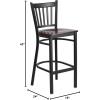 Flash Furniture HERCULES Series Black Vertical Back Metal Restaurant Barstool – Burgundy Vinyl Seat(Walnut Wood Seat/Black Metal Frame)