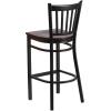 Flash Furniture HERCULES Series Black Vertical Back Metal Restaurant Barstool – Burgundy Vinyl Seat(Walnut Wood Seat/Black Metal Frame)
