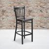 Flash Furniture HERCULES Series Black Vertical Back Metal Restaurant Barstool – Burgundy Vinyl Seat(Walnut Wood Seat/Black Metal Frame)