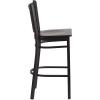 Flash Furniture HERCULES Series Black Vertical Back Metal Restaurant Barstool – Burgundy Vinyl Seat(Walnut Wood Seat/Black Metal Frame)