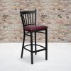 Flash Furniture HERCULES Series Black Vertical Back Metal Restaurant Barstool – Burgundy Vinyl Seat(red)