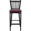 Flash Furniture HERCULES Series Black Vertical Back Metal Restaurant Barstool – Burgundy Vinyl Seat(red)