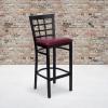 Flash Furniture HERCULES Series Black Window Back Metal Restaurant Barstool – Burgundy Vinyl Seat(Burgundy Vinyl Seat/Black Metal Frame)