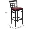 Flash Furniture HERCULES Series Black Window Back Metal Restaurant Barstool – Burgundy Vinyl Seat(Burgundy Vinyl Seat/Black Metal Frame)