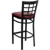Flash Furniture HERCULES Series Black Window Back Metal Restaurant Barstool – Burgundy Vinyl Seat(Burgundy Vinyl Seat/Black Metal Frame)