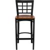 Flash Furniture HERCULES Series Black Window Back Metal Restaurant Barstool – Burgundy Vinyl Seat(Cherry Wood Seat/Black Metal Frame)