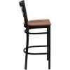 Flash Furniture HERCULES Series Black Window Back Metal Restaurant Barstool – Burgundy Vinyl Seat(Cherry Wood Seat/Black Metal Frame)