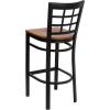 Flash Furniture HERCULES Series Black Window Back Metal Restaurant Barstool – Burgundy Vinyl Seat(Cherry Wood Seat/Black Metal Frame)