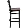 Flash Furniture HERCULES Series Black Window Back Metal Restaurant Barstool – Burgundy Vinyl Seat(Mahogany Wood Seat/Black Metal Frame)