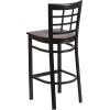 Flash Furniture HERCULES Series Black Window Back Metal Restaurant Barstool – Burgundy Vinyl Seat(Walnut Wood Seat/Black Metal Frame)