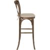 Flash Furniture HERCULES Series Dark Antique Wood Cross Back Barstool with Cushion(1 Pack)