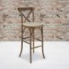 Flash Furniture HERCULES Series Dark Antique Wood Cross Back Barstool with Cushion(1 Pack)
