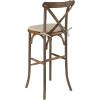Flash Furniture HERCULES Series Dark Antique Wood Cross Back Barstool with Cushion(1 Pack)