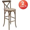 Flash Furniture HERCULES Series Dark Antique Wood Cross Back Barstool with Cushion(Set of 2)