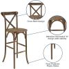 Flash Furniture HERCULES Series Dark Antique Wood Cross Back Barstool(1 Pack)