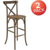 Flash Furniture HERCULES Series Dark Antique Wood Cross Back Barstool(2 Pack)