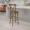 Flash Furniture HERCULES Series Dark Antique Wood Cross Back Barstool(2 Pack)