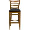 Flash Furniture HERCULES Series Ladder Back Walnut Wood Restaurant Barstool – Black Vinyl Seat(Black Vinyl Seat/Cherry Wood Frame)