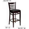 Flash Furniture HERCULES Series Ladder Back Walnut Wood Restaurant Barstool – Black Vinyl Seat(Black Vinyl Seat/Mahogany Wood Frame)