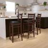 Flash Furniture HERCULES Series Ladder Back Walnut Wood Restaurant Barstool – Black Vinyl Seat(Black Vinyl Seat/Mahogany Wood Frame)