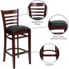 Flash Furniture HERCULES Series Ladder Back Walnut Wood Restaurant Barstool – Black Vinyl Seat(Black Vinyl Seat/Mahogany Wood Frame)