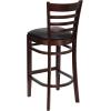 Flash Furniture HERCULES Series Ladder Back Walnut Wood Restaurant Barstool – Black Vinyl Seat(Black Vinyl Seat/Mahogany Wood Frame)