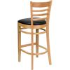 Flash Furniture HERCULES Series Ladder Back Walnut Wood Restaurant Barstool – Black Vinyl Seat(Black Vinyl Seat/Natural Wood Frame)