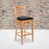 Flash Furniture HERCULES Series Ladder Back Walnut Wood Restaurant Barstool – Black Vinyl Seat(Black Vinyl Seat/Natural Wood Frame)