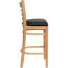 Flash Furniture HERCULES Series Ladder Back Walnut Wood Restaurant Barstool – Black Vinyl Seat(Black Vinyl Seat/Natural Wood Frame)