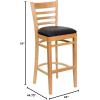 Flash Furniture HERCULES Series Ladder Back Walnut Wood Restaurant Barstool – Black Vinyl Seat(Black Vinyl Seat/Natural Wood Frame)