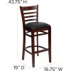 Flash Furniture HERCULES Series Ladder Back Walnut Wood Restaurant Barstool – Black Vinyl Seat(Black Vinyl Seat/Walnut Wood Frame)
