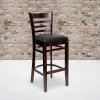 Flash Furniture HERCULES Series Ladder Back Walnut Wood Restaurant Barstool – Black Vinyl Seat(Black Vinyl Seat/Walnut Wood Frame)