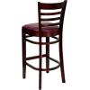 Flash Furniture HERCULES Series Ladder Back Walnut Wood Restaurant Barstool – Black Vinyl Seat(Burgundy Vinyl Seat/Mahogany Wood Frame)