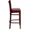 Flash Furniture HERCULES Series Ladder Back Walnut Wood Restaurant Barstool – Black Vinyl Seat(Burgundy Vinyl Seat/Mahogany Wood Frame)