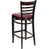 Flash Furniture HERCULES Series Ladder Back Walnut Wood Restaurant Barstool – Black Vinyl Seat(Burgundy Vinyl Seat/Walnut Wood Frame)