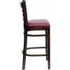 Flash Furniture HERCULES Series Ladder Back Walnut Wood Restaurant Barstool – Black Vinyl Seat(Burgundy Vinyl Seat/Walnut Wood Frame)