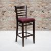 Flash Furniture HERCULES Series Ladder Back Walnut Wood Restaurant Barstool – Black Vinyl Seat(Burgundy Vinyl Seat/Walnut Wood Frame)