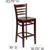 Flash Furniture HERCULES Series Ladder Back Walnut Wood Restaurant Barstool – Black Vinyl Seat(Mahogany Wood Seat/Mahogany Wood Frame)