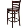 Flash Furniture HERCULES Series Ladder Back Walnut Wood Restaurant Barstool – Black Vinyl Seat(Mahogany Wood Seat/Mahogany Wood Frame)