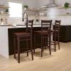 Flash Furniture HERCULES Series Ladder Back Walnut Wood Restaurant Barstool – Black Vinyl Seat(Mahogany Wood Seat/Mahogany Wood Frame)
