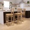 Flash Furniture HERCULES Series Ladder Back Walnut Wood Restaurant Barstool – Black Vinyl Seat(Natural Wood Seat/Natural Wood Frame)