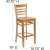 Flash Furniture HERCULES Series Ladder Back Walnut Wood Restaurant Barstool – Black Vinyl Seat(Natural Wood Seat/Natural Wood Frame)